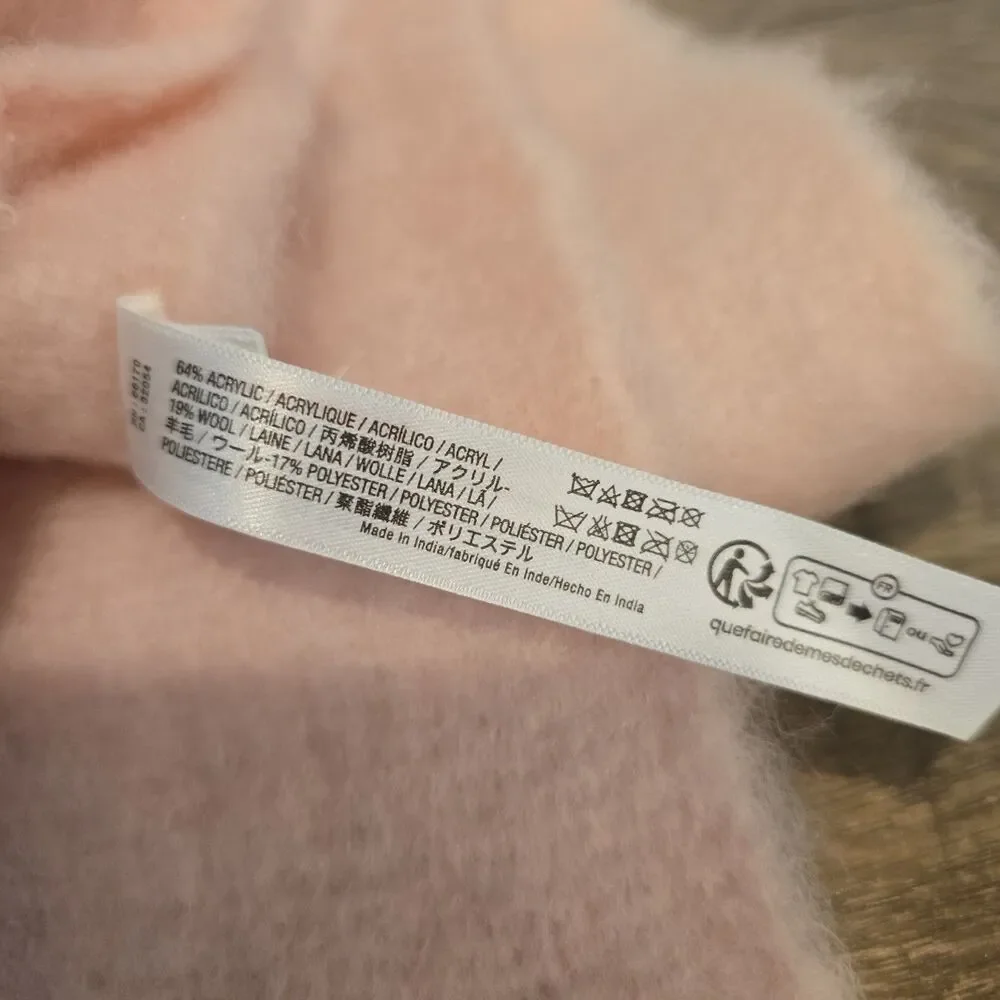Urban Outfitters Pink Throw Blanket Fringe 19% Wool 63